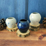 vase boule - Collection bleu/blanc mouchetée