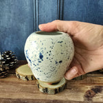 vase boule - Collection bleu/blanc mouchetée