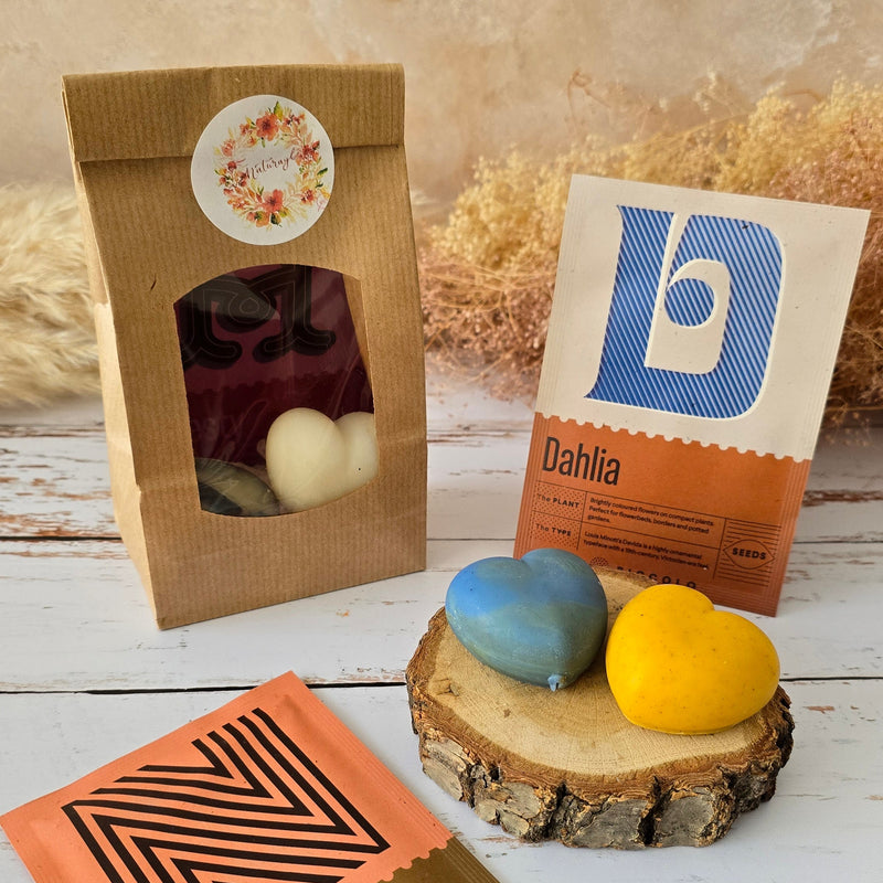 Coffret “Lettre fleurie” – Graines & Savons cœurs