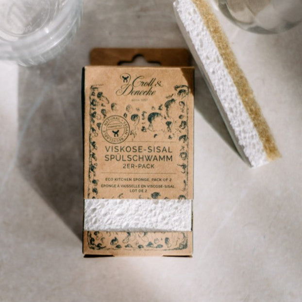 Eponge à vaisselle en viscose et sisal, lot de 2